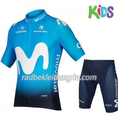 Set Fahrradtrikot + Radhose Kurze 2018 Movistar Team Kinder N001 